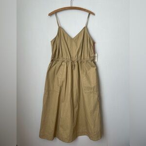 Tan Drawstring Utility Dress Large